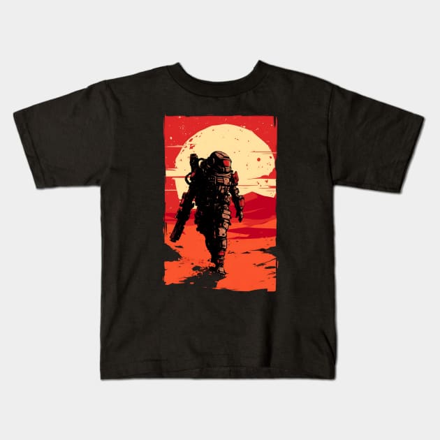 Solitary Marine on Mars - Scifi Kids T-Shirt by Fenay-Designs